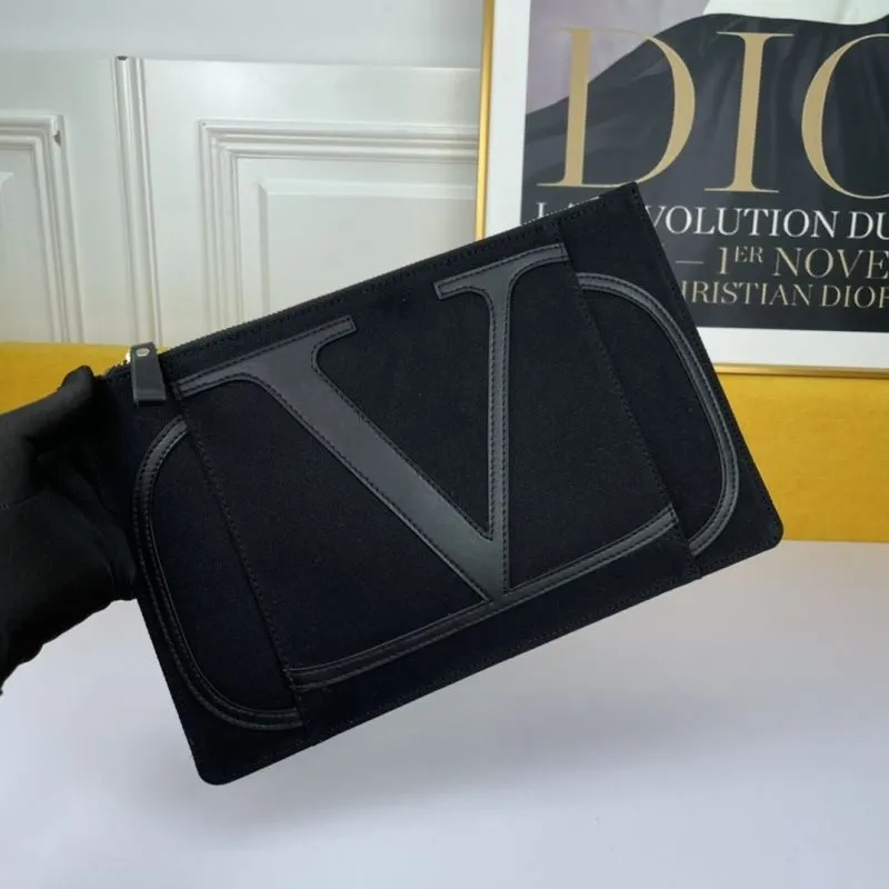 Valentino Black Canvas Clutch Bag - Image 6