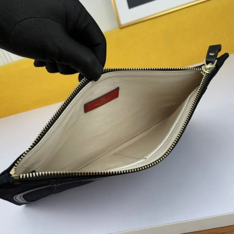 Valentino Black Canvas Clutch Bag - Image 8