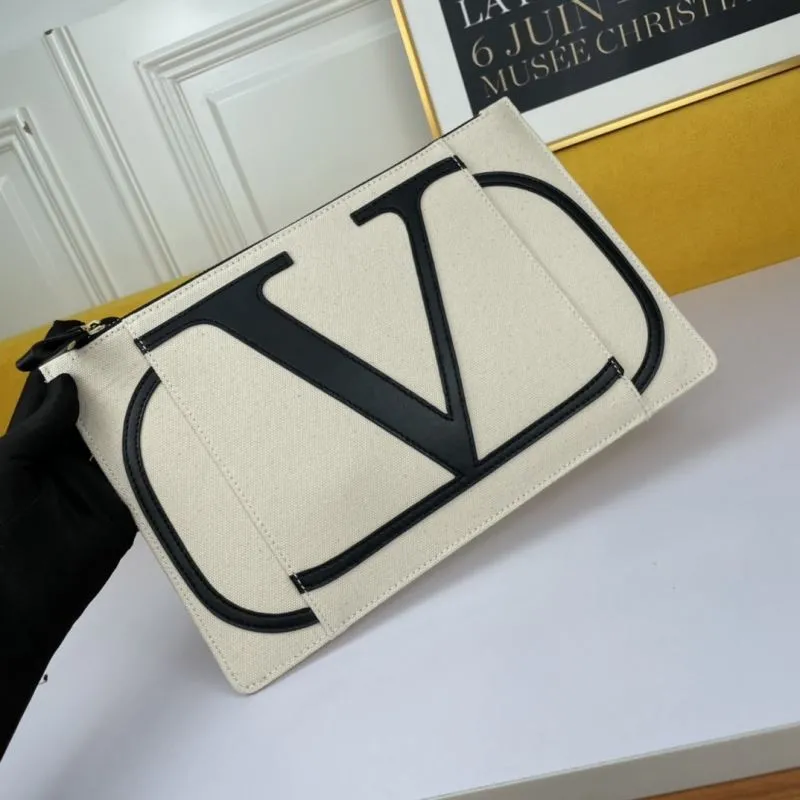 Alternative view of Valentino Cream Canvas Clutch Bag
