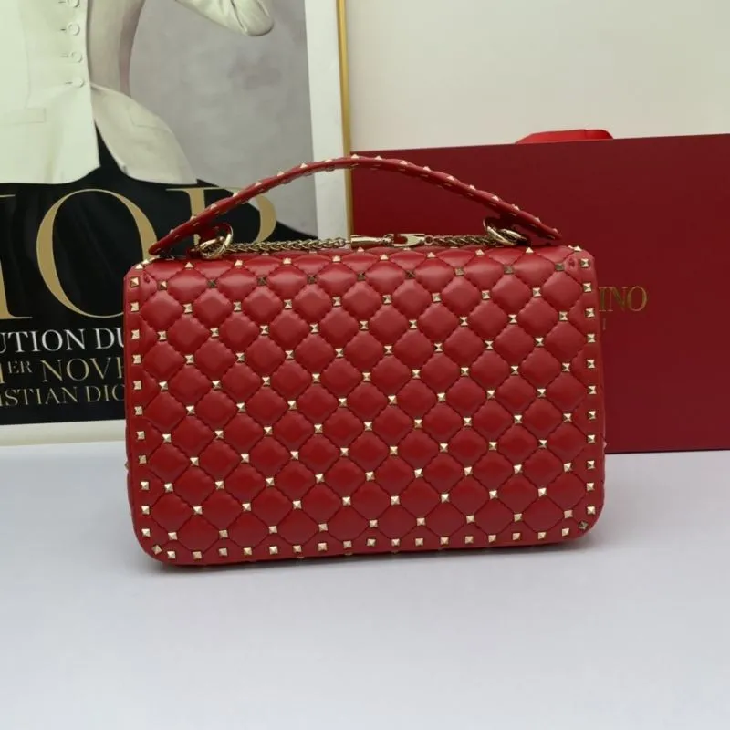 Valentino Red Studded Chain Handbag - Image 3
