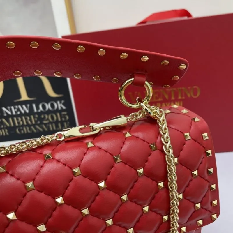 Valentino Red Studded Chain Handbag - Image 6