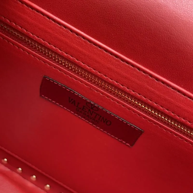 Valentino Red Studded Chain Handbag - Image 8