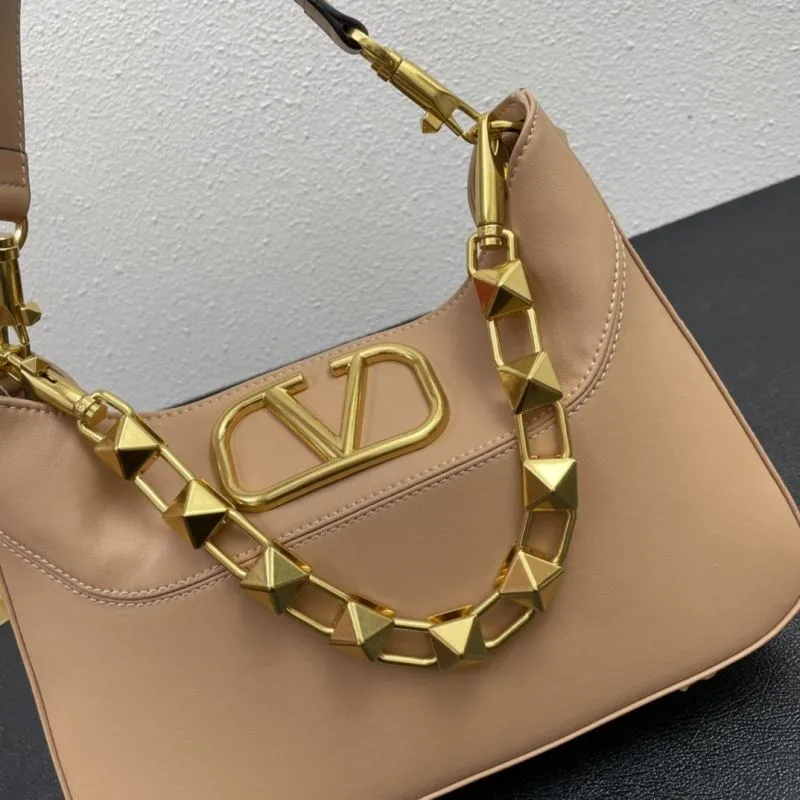 Valentino Beige Leather Hobo Bag 5005 28cm - Image 4
