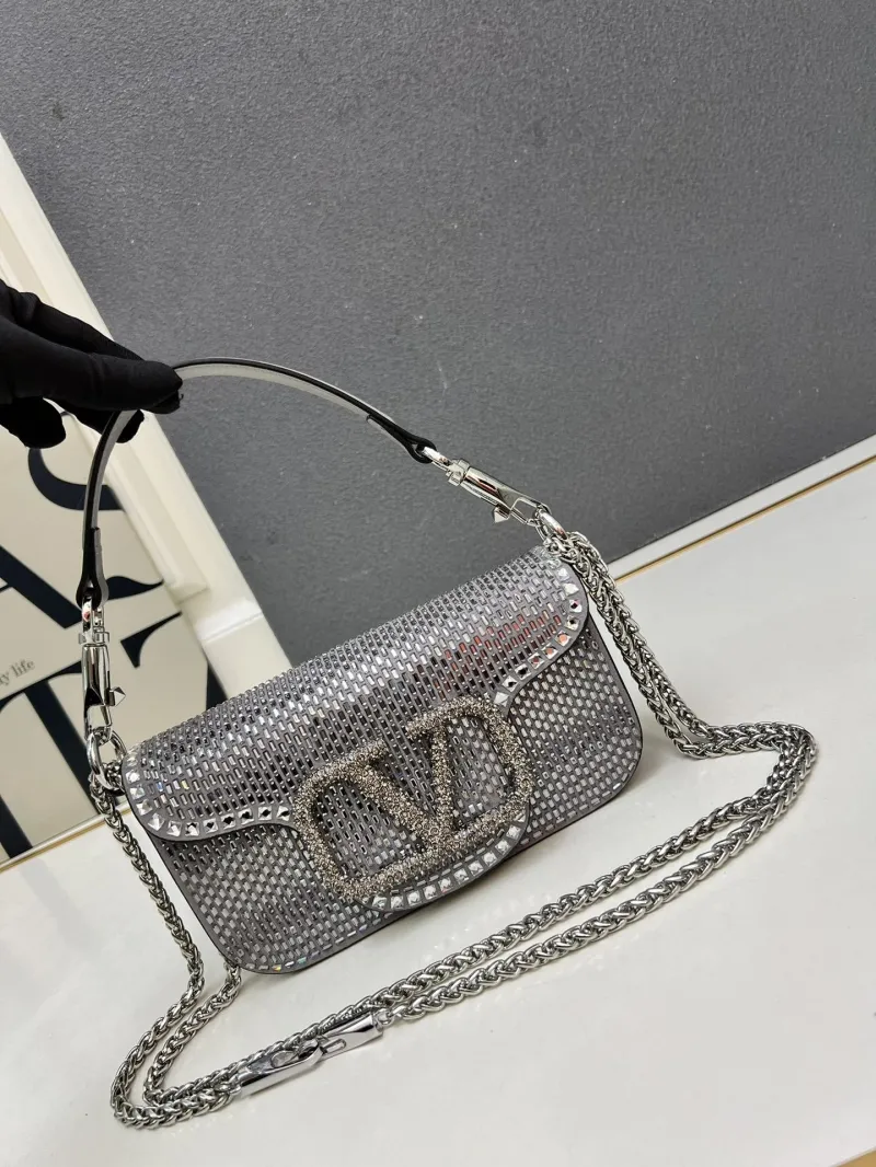 Valentino Silver Rhinestone Mini Shoulder Bag 6065-2 - Image 3