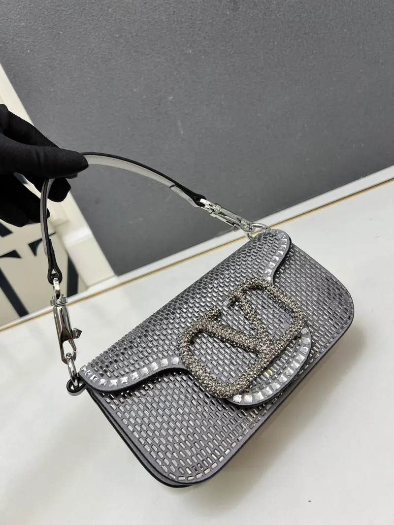 Valentino Silver Rhinestone Mini Shoulder Bag 6065-2 - Image 4
