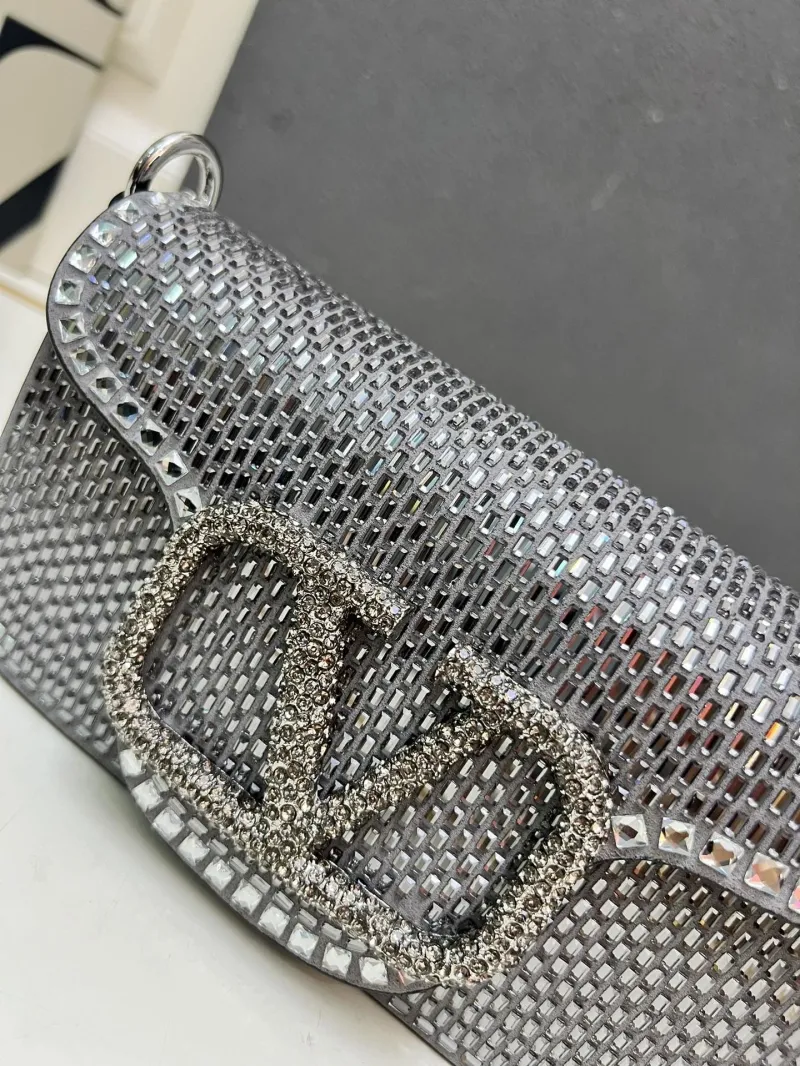 Valentino Silver Rhinestone Mini Shoulder Bag 6065-2 - Image 5