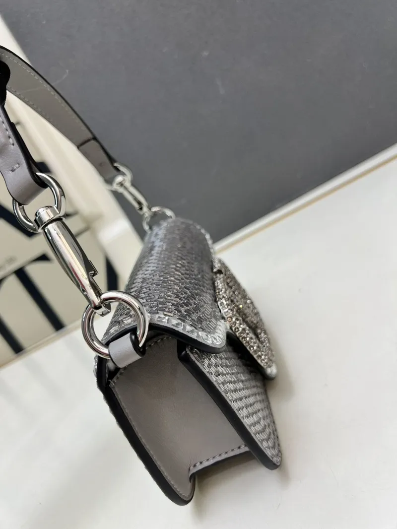 Valentino Silver Rhinestone Mini Shoulder Bag 6065-2 - Image 6