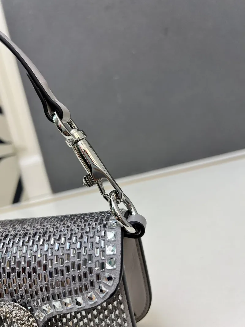Valentino Silver Rhinestone Mini Shoulder Bag 6065-2 - Image 7