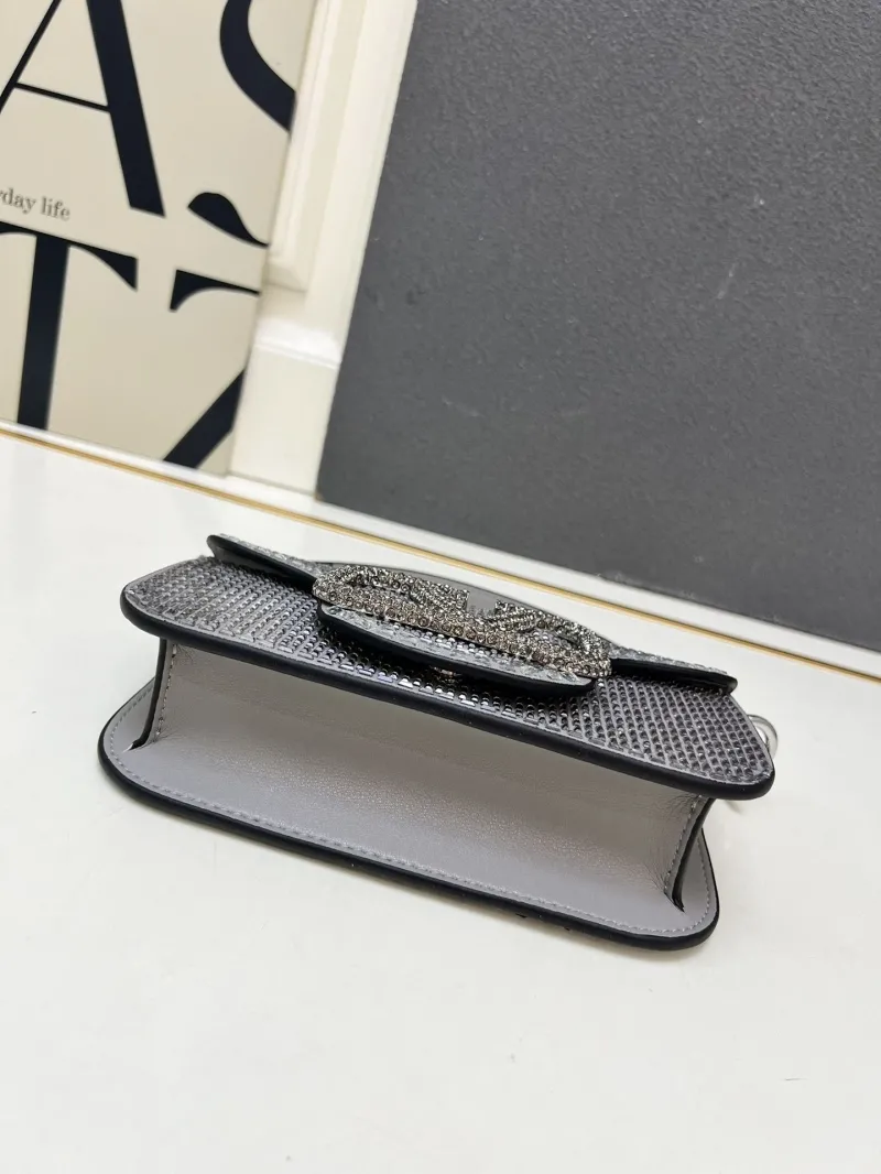 Valentino Silver Rhinestone Mini Shoulder Bag 6065-2 - Image 8