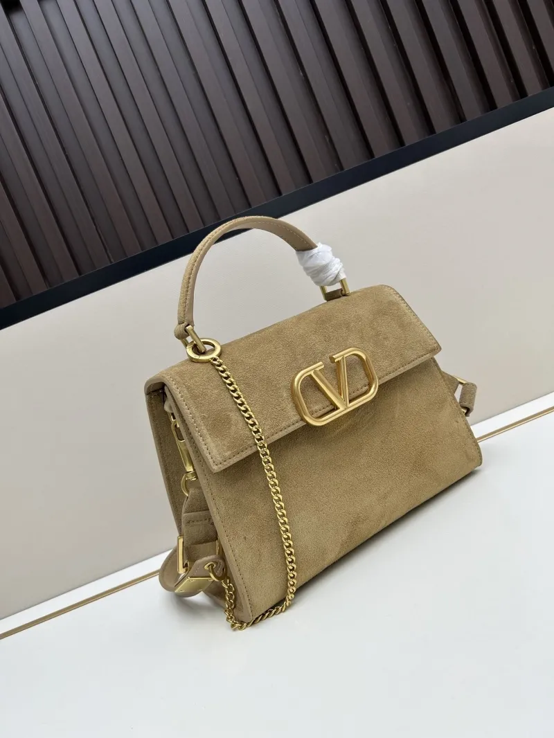 Alternative view of Valentino Tan Suede Handbag with Chain Model 67