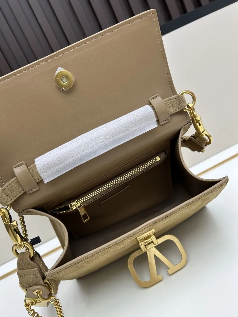 Valentino Tan Suede Handbag with Chain Model 67 - Image 7