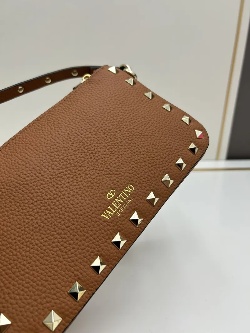 Valentino Brown Studded Leather Shoulder Bag - Image 6