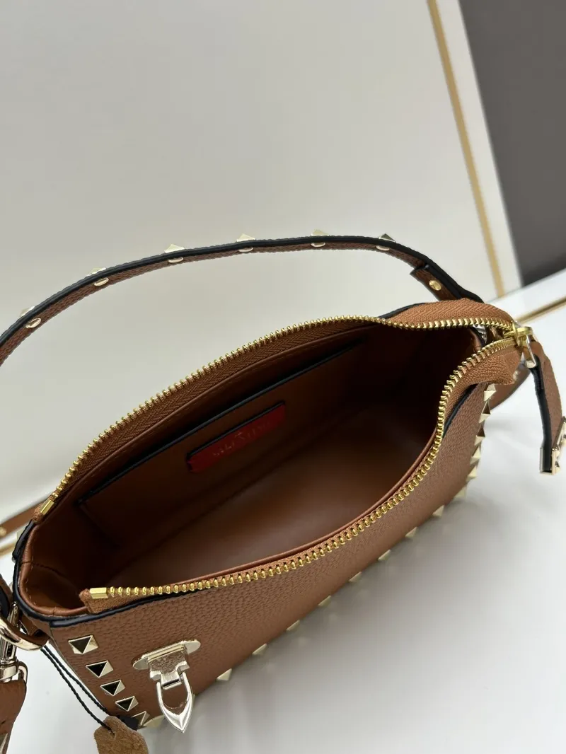 Valentino Brown Studded Leather Shoulder Bag - Image 7