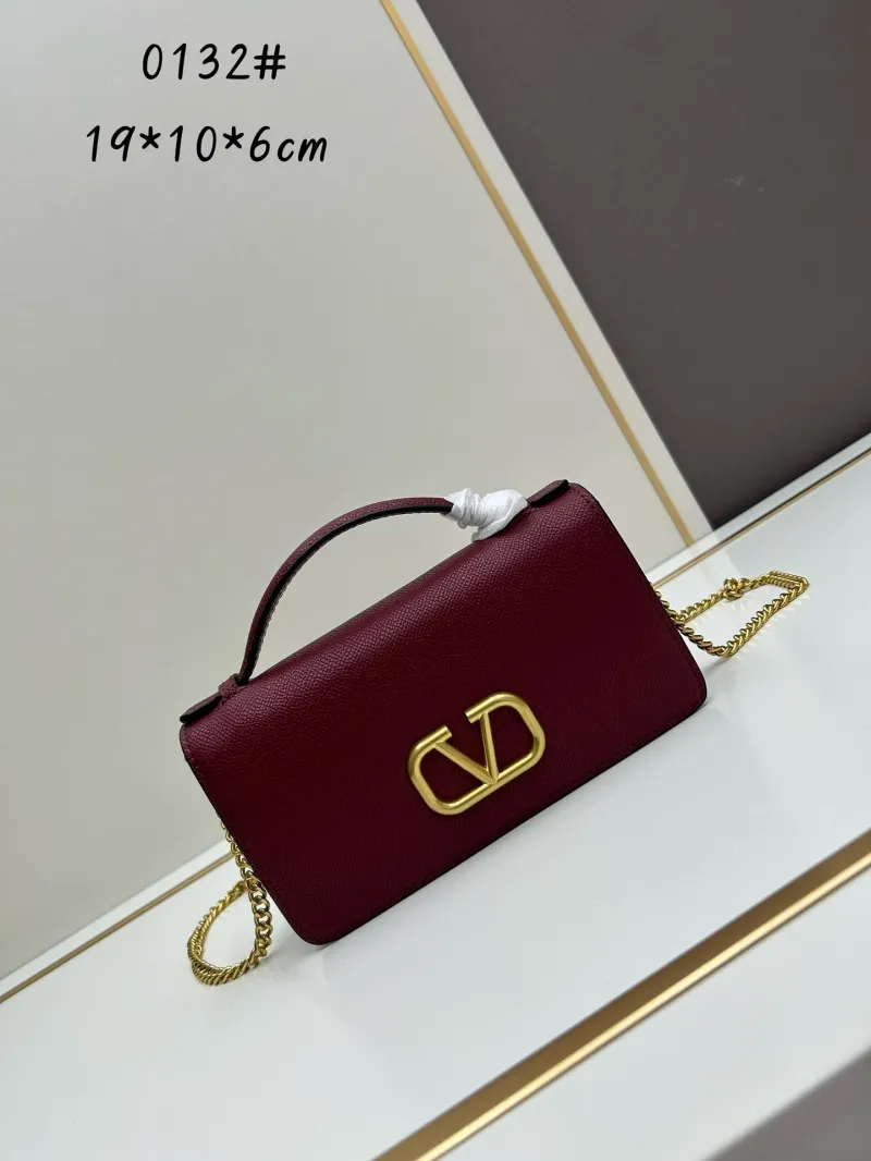 Valentino Burgundy Chain Handle Crossbody Bag 0132