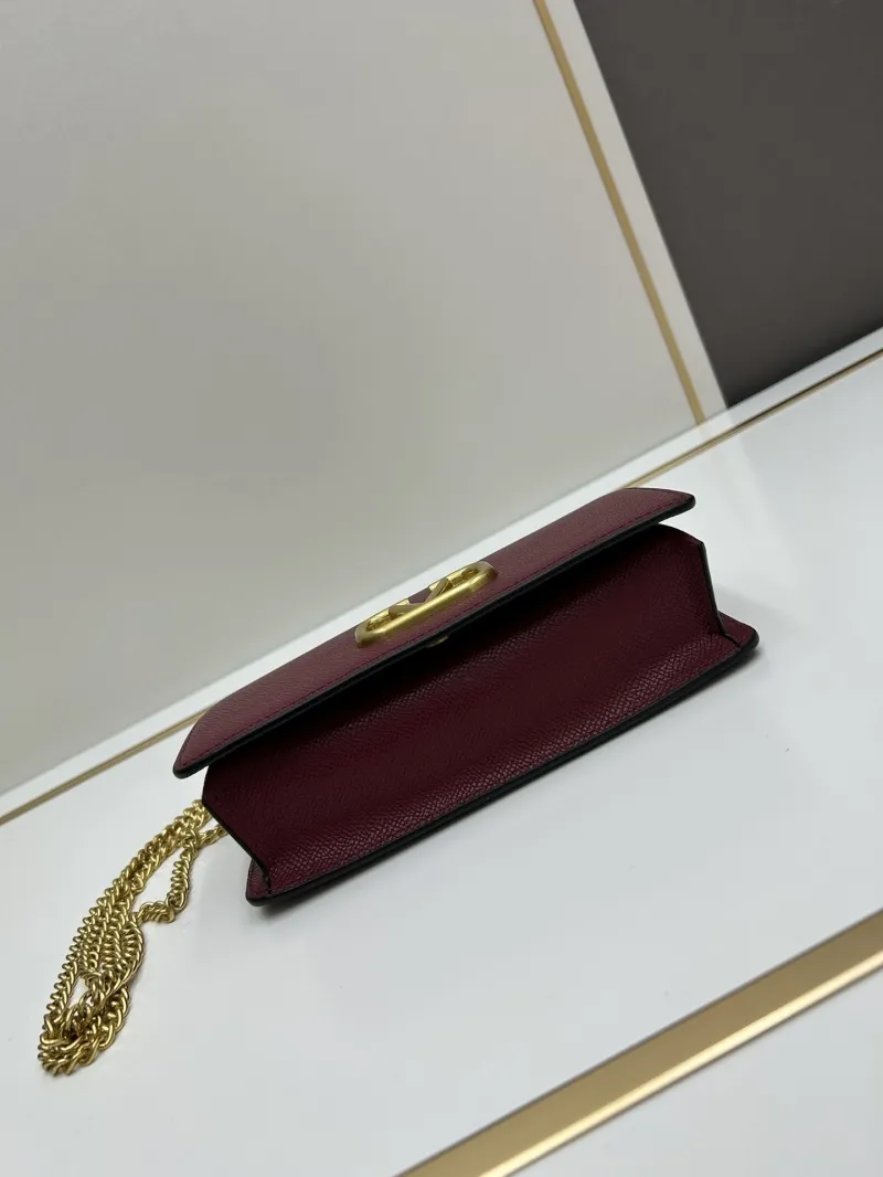 Valentino Burgundy Chain Handle Crossbody Bag 0132 - Image 5