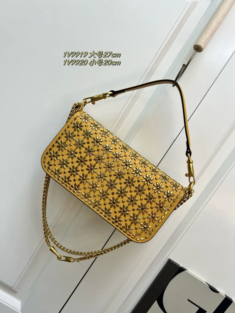 Alternative view of Valentino Yellow Studded Shoulder Bag 1V9919 Size 27cm