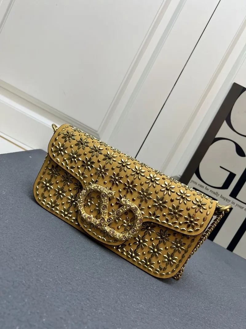 Valentino Yellow Studded Shoulder Bag 1V9919 Size 27cm - Image 3