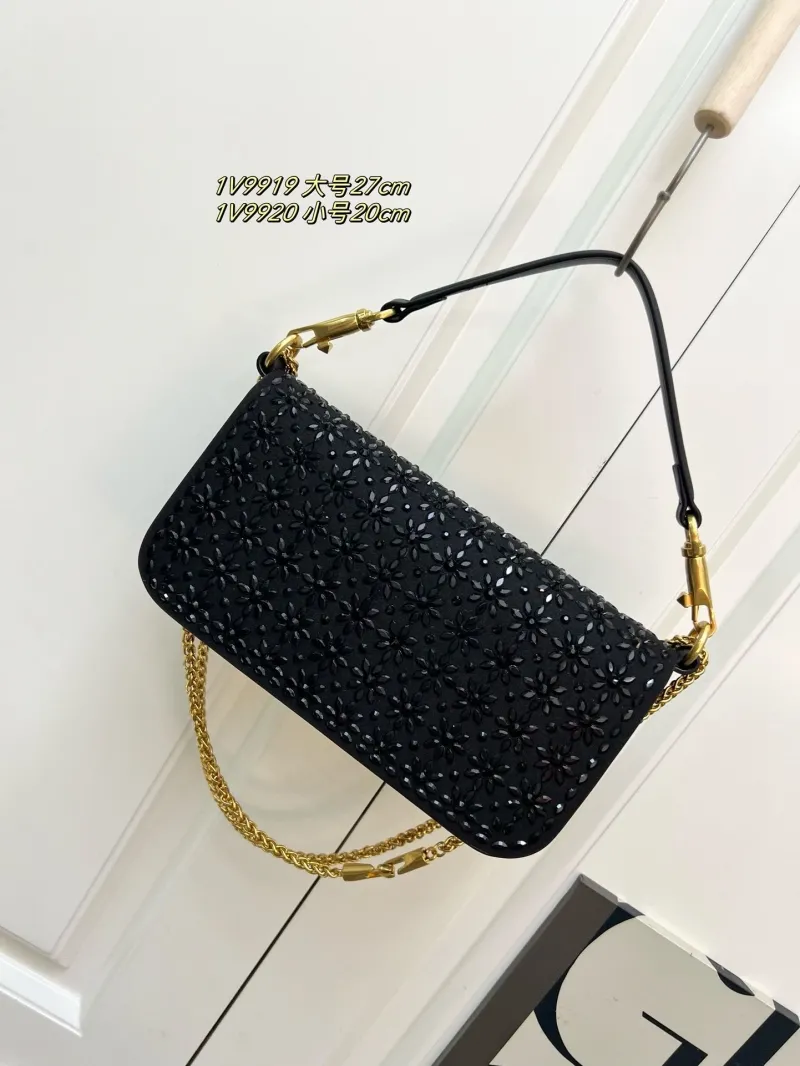 Alternative view of Valentino Black Crystal Chain Shoulder Bag