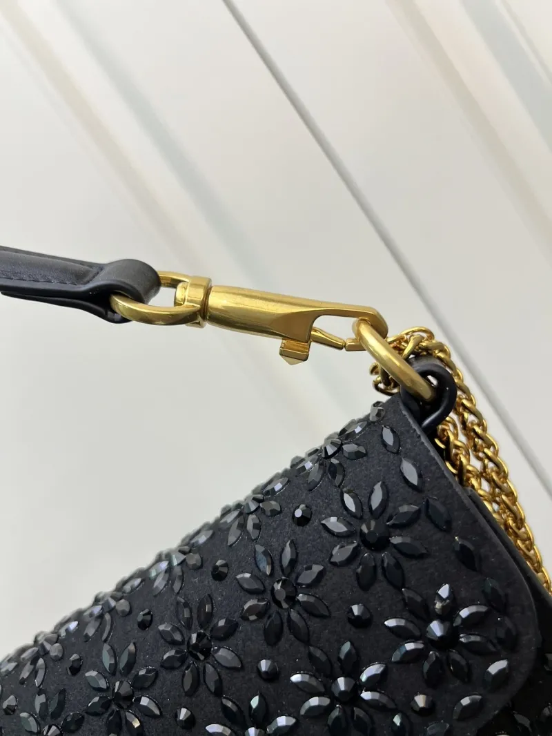 Valentino Black Crystal Chain Shoulder Bag - Image 5