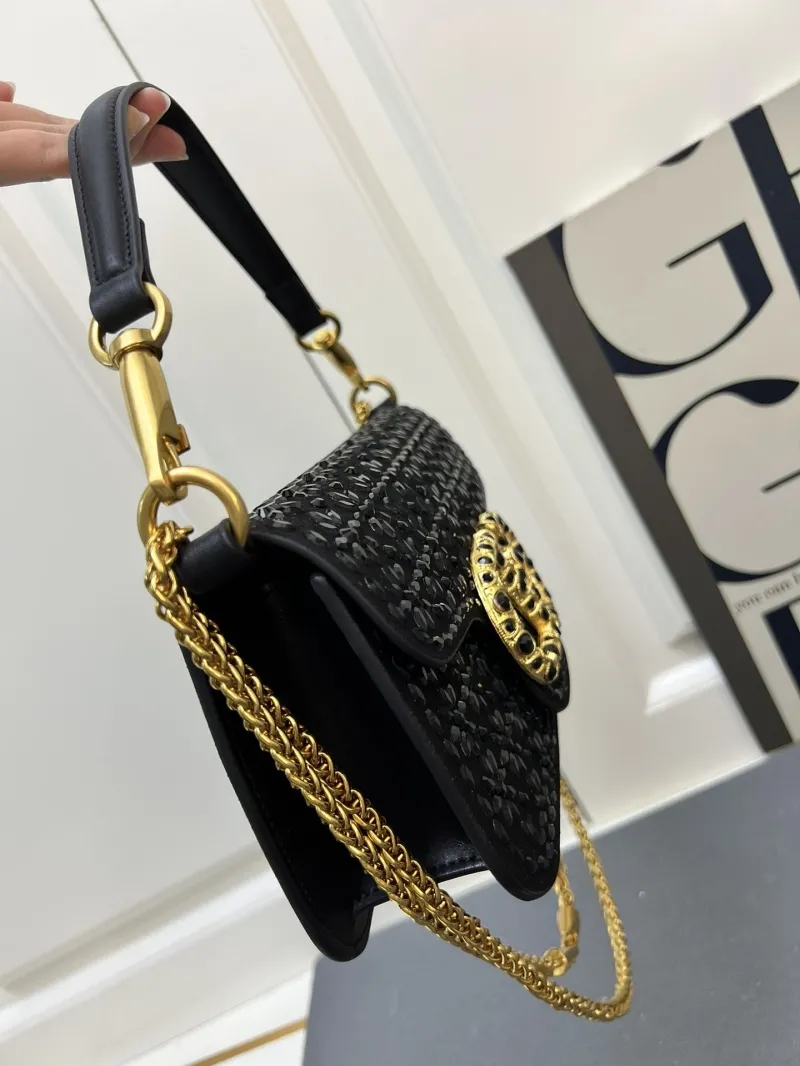 Valentino Black Crystal Chain Shoulder Bag - Image 6