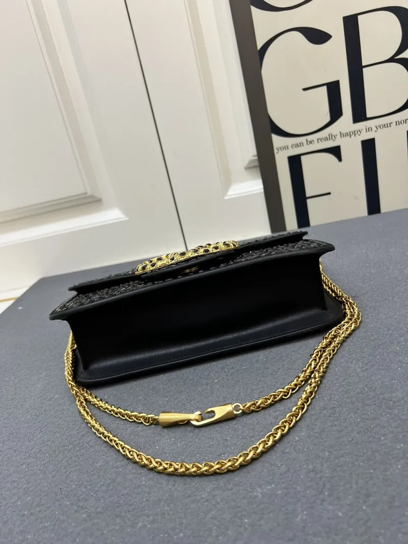 Valentino Black Crystal Chain Shoulder Bag - Image 7