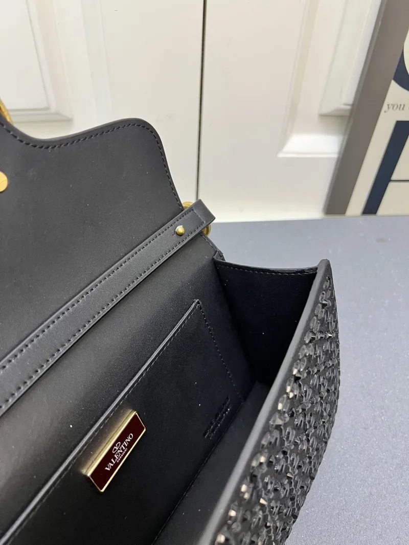 Valentino Black Crystal Chain Shoulder Bag - Image 9
