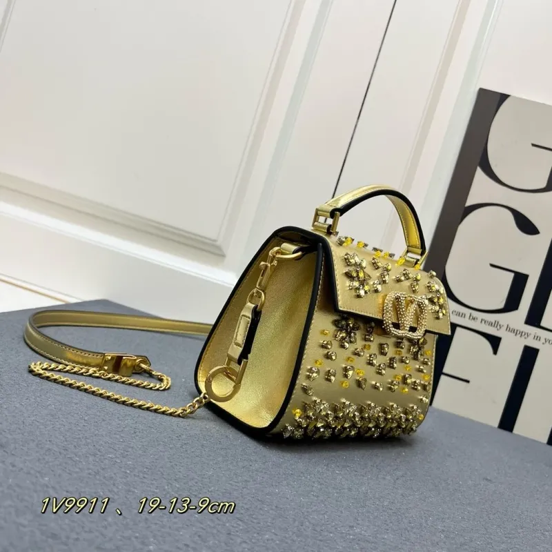 Alternative view of Valentino Gold Crystal Embellished Handbag 19-13-9cm 1V9911