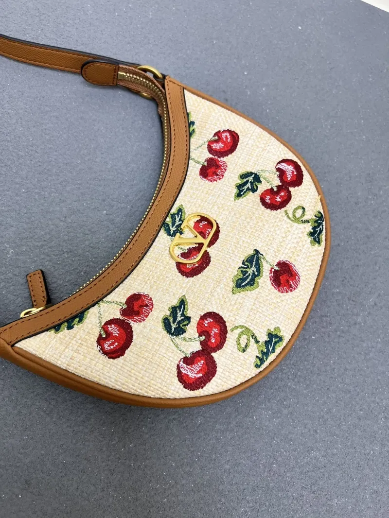 Valentino Cherry Embroidered Crescent Shoulder Bag 1V5059 - Image 4