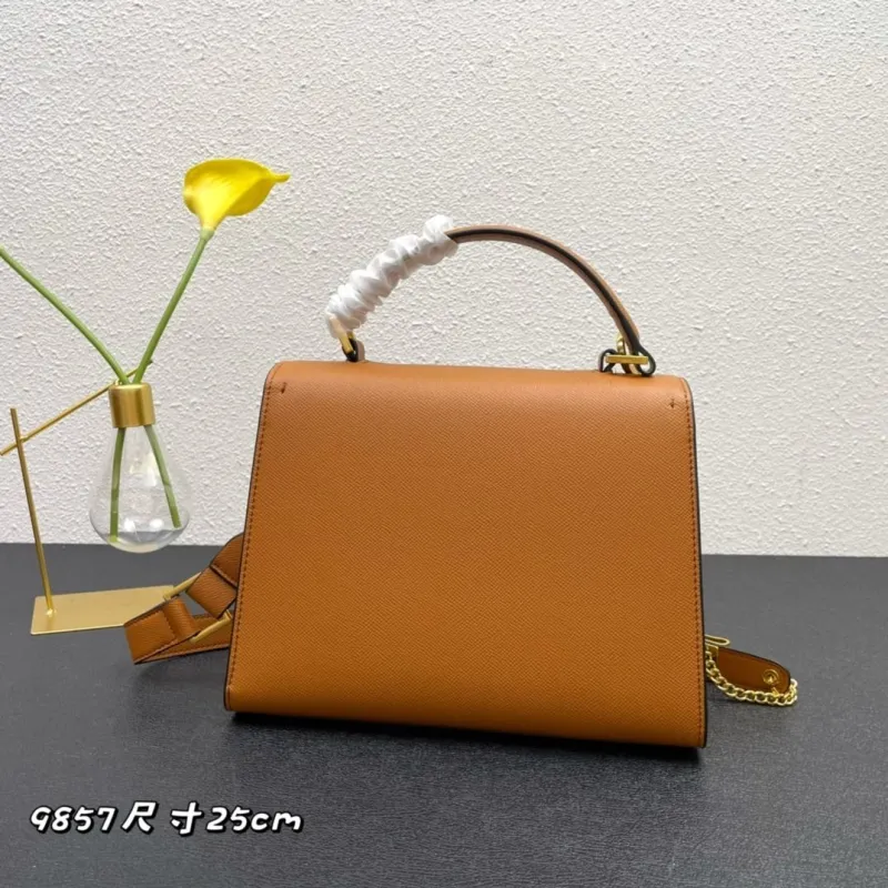 Valentino Brown Leather Handbag 25cm Model 9857 - Image 3