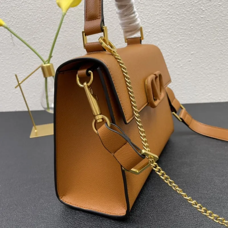 Valentino Brown Leather Handbag 25cm Model 9857 - Image 4