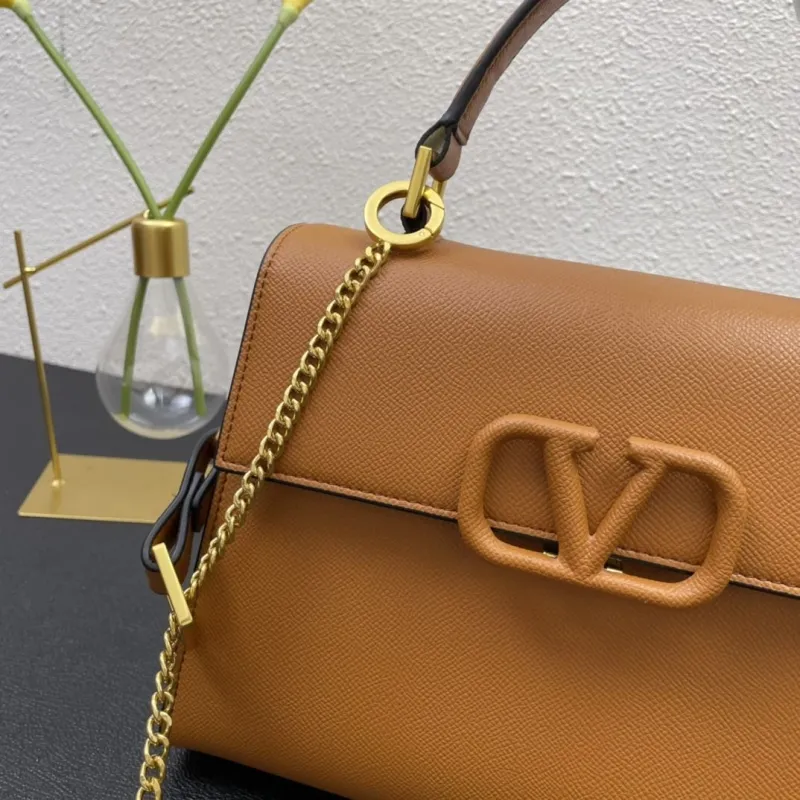 Valentino Brown Leather Handbag 25cm Model 9857 - Image 5
