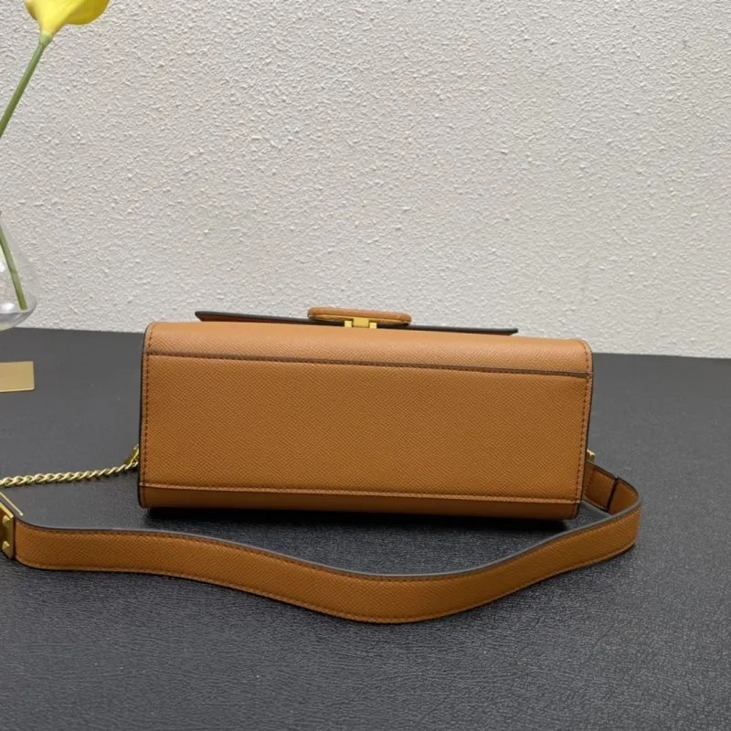 Valentino Brown Leather Handbag 25cm Model 9857 - Image 6