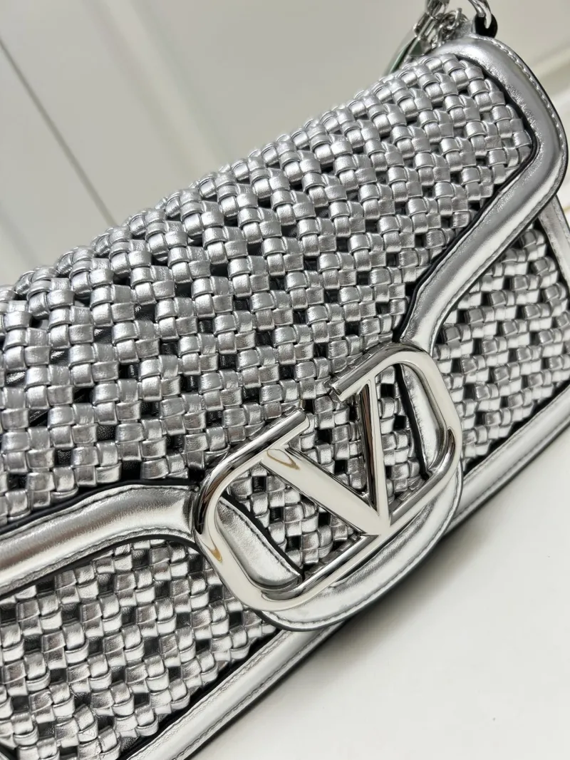 Valentino Silver Woven Shoulder Bag 9889 - Image 5