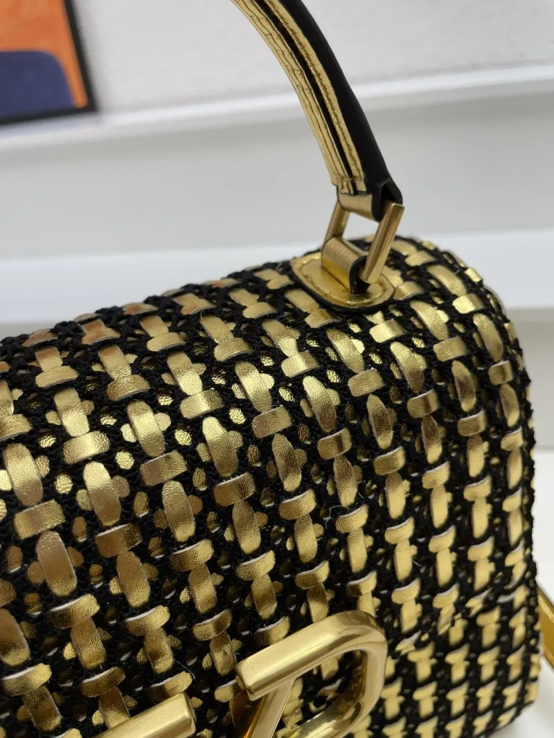 Valentino Gold Black Woven Handbag 22cm Model 9861 - Image 6