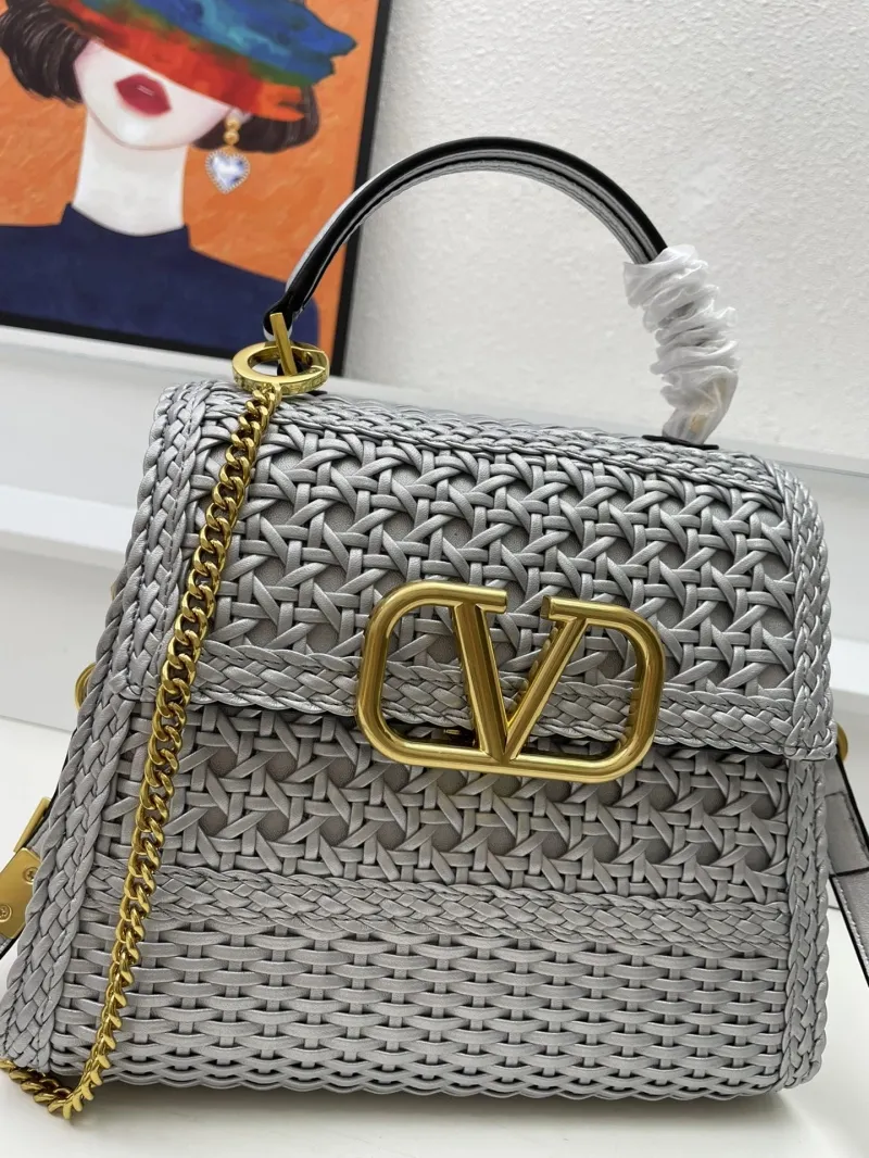 Valentino Silver Woven Handbag Model 9861 22cm - Image 4