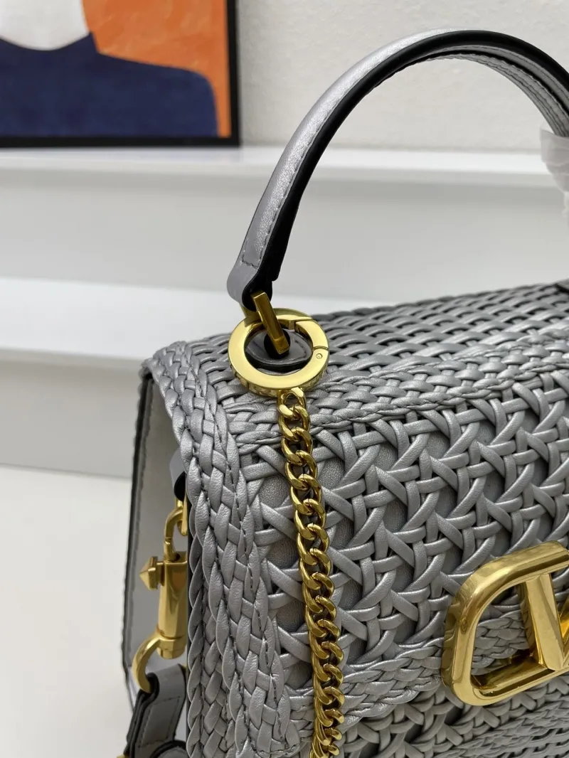 Valentino Silver Woven Handbag Model 9861 22cm - Image 6