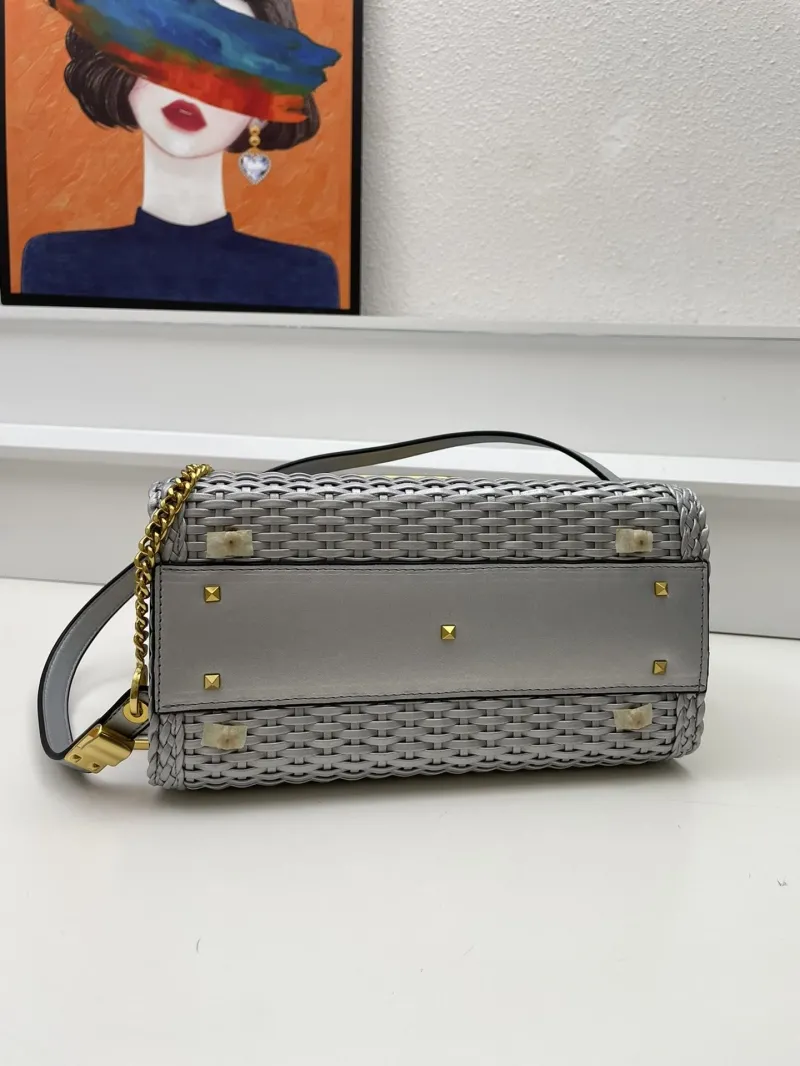 Valentino Silver Woven Handbag Model 9861 22cm - Image 7