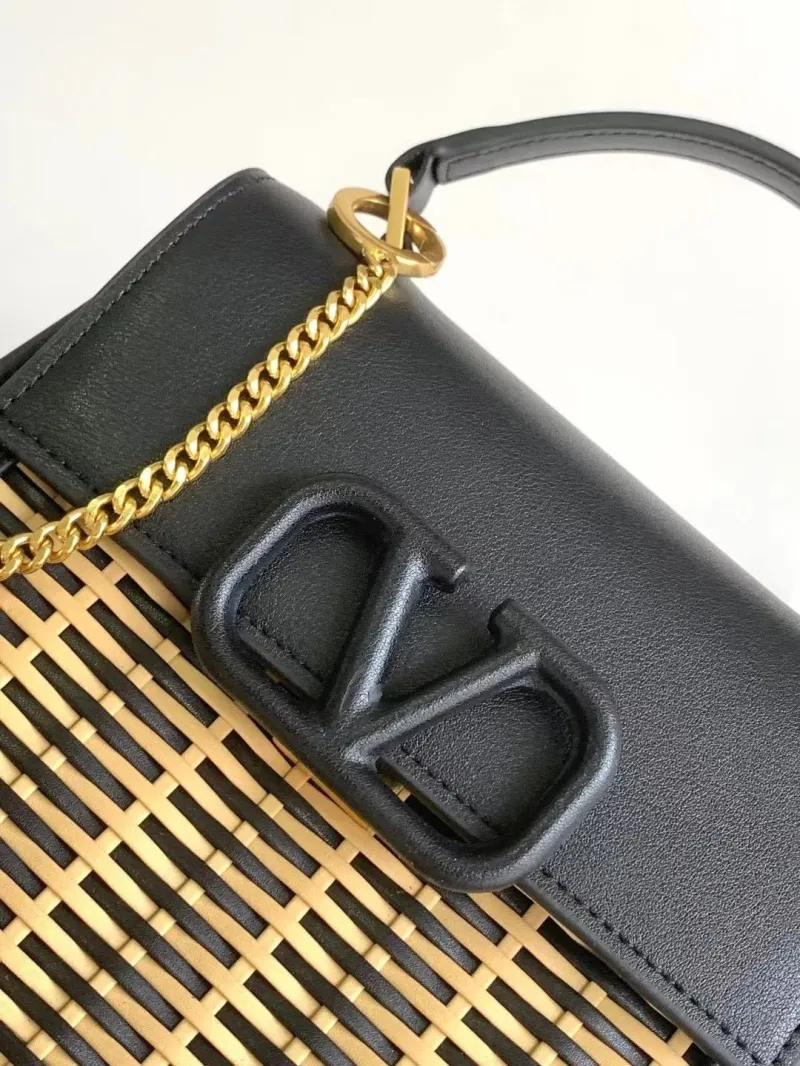 Valentino Black Woven Leather Handbag 9890 - Image 4