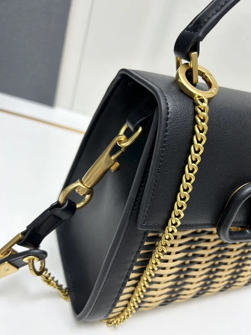Valentino Black Woven Leather Handbag 9890 - Image 5