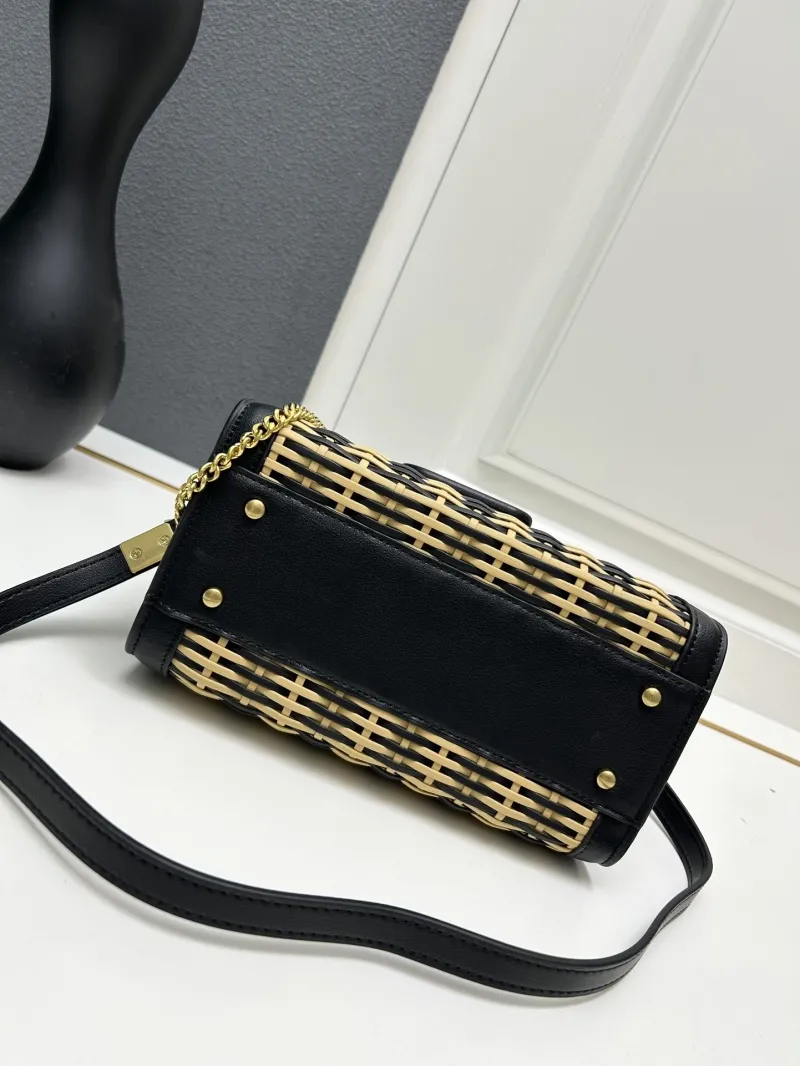 Valentino Black Woven Leather Handbag 9890 - Image 6
