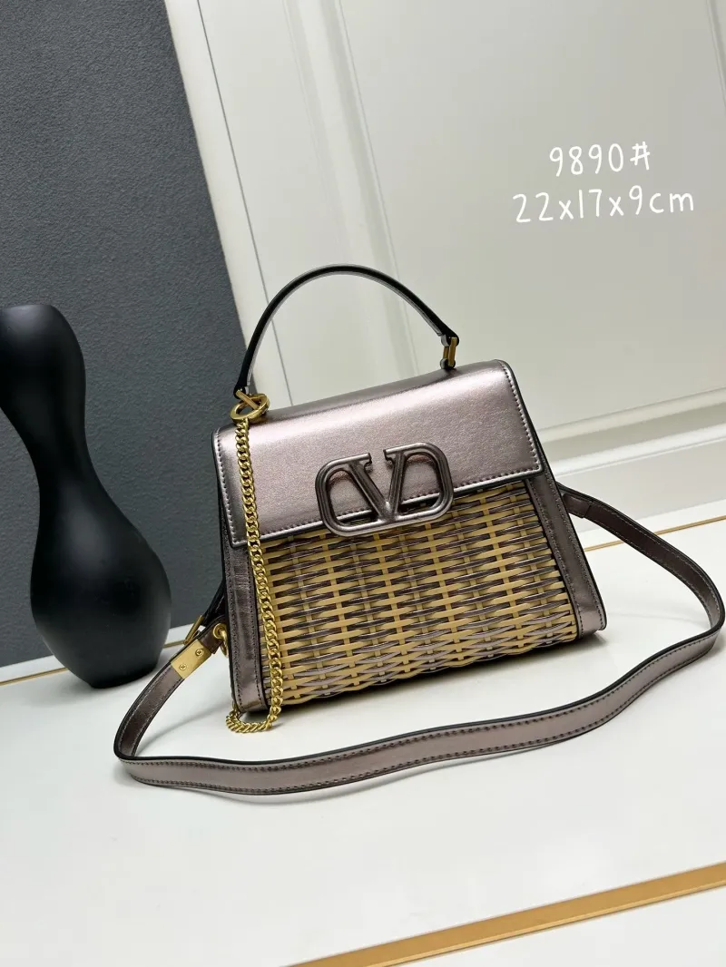 Valentino Woven Leather Top Handle Handbag 9890 - Image 4