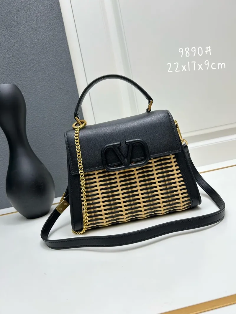 Valentino Woven Leather Top Handle Handbag 9890 - Image 5