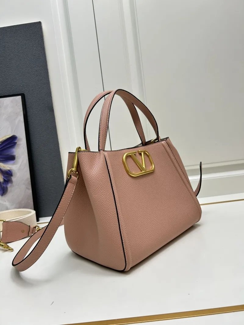Valentino Pink Large Leather Tote Bag 5041 - Image 3