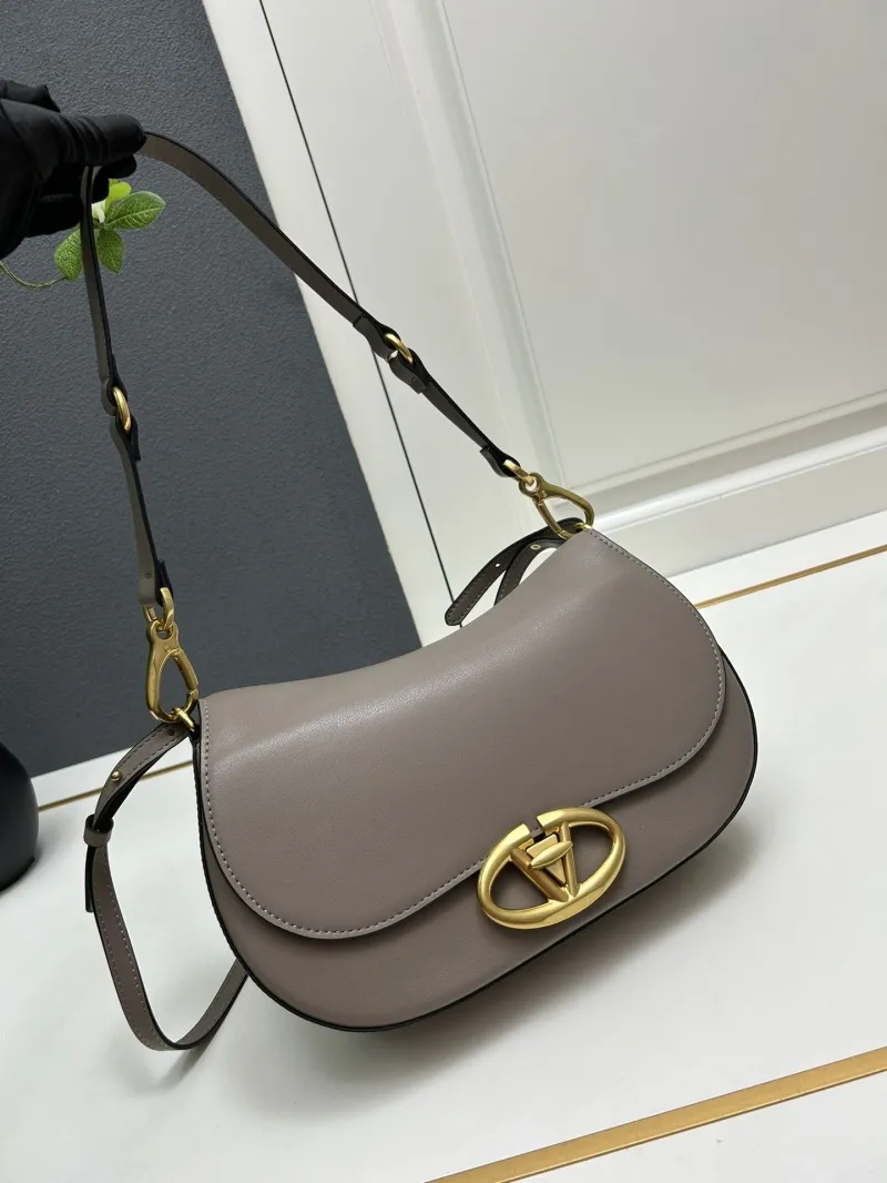 Valentino Gray Leather Shoulder Bag 5031 - Image 3