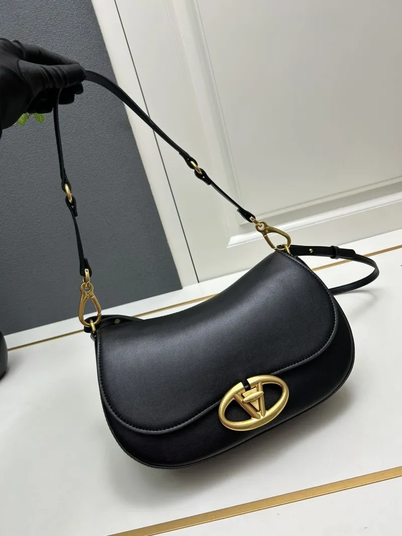Valentino 5031 Black Leather Shoulder Bag - Image 3