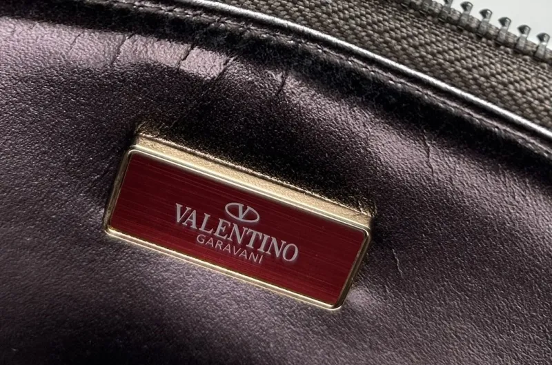 Valentino 9881 Metallic Gray Studded Shoulder Bag - Image 9