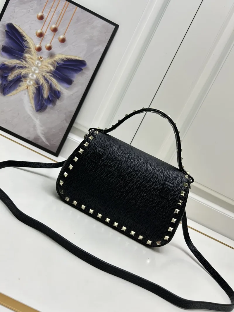 Valentino Black Studded Leather Handbag 9892 - Image 3