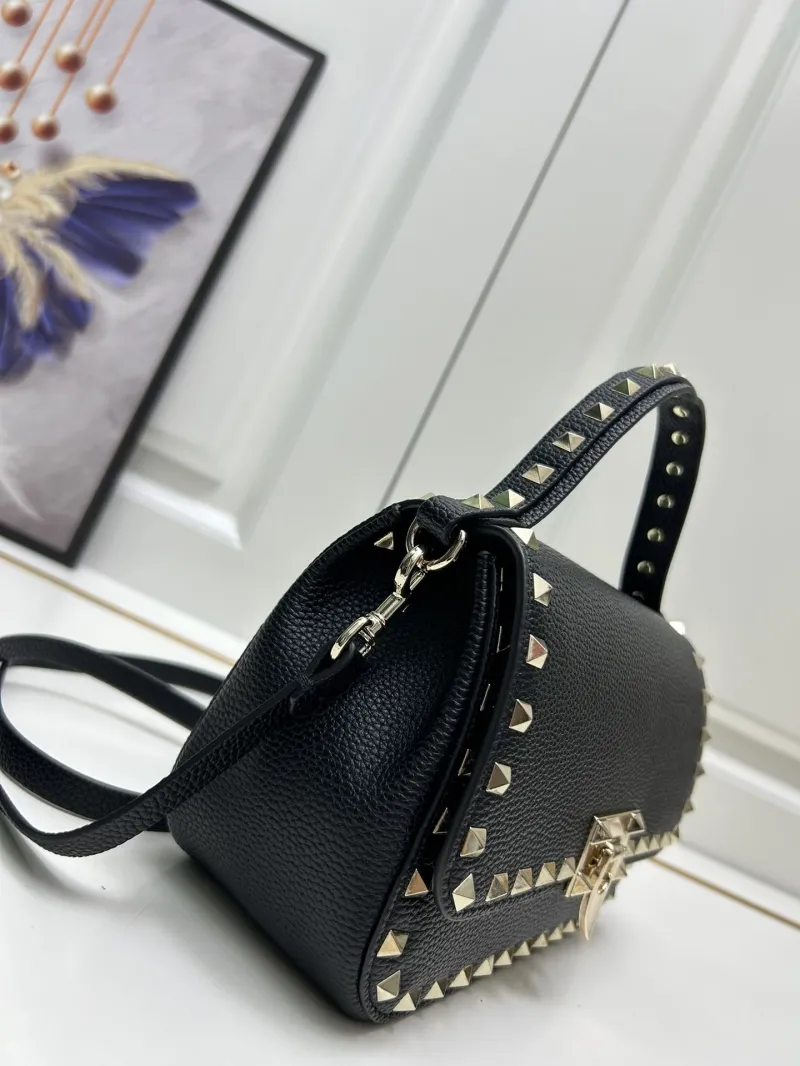 Valentino Black Studded Leather Handbag 9892 - Image 4