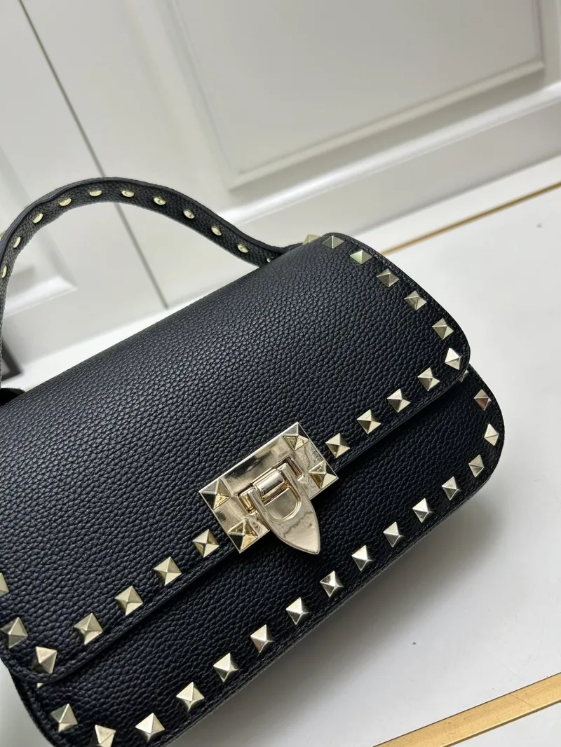 Valentino Black Studded Leather Handbag 9892 - Image 5