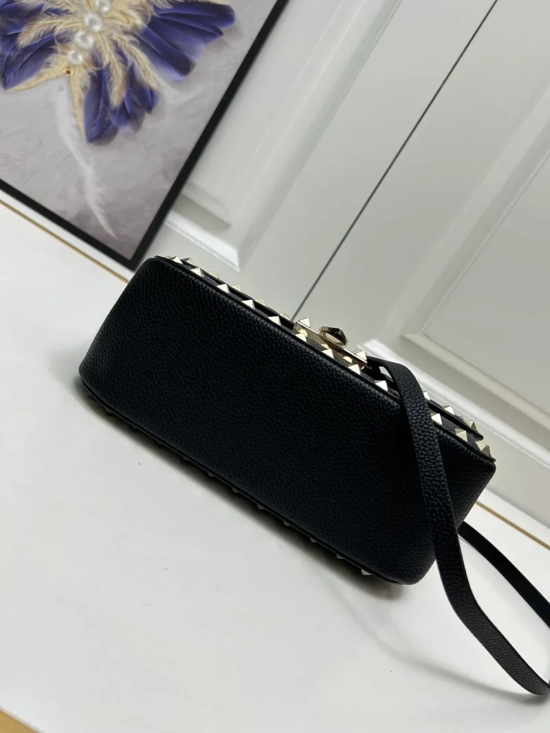 Valentino Black Studded Leather Handbag 9892 - Image 7